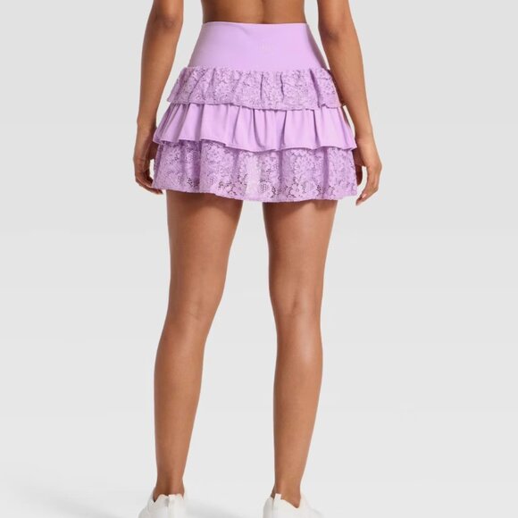 JoyLab Pants - JoyLab Lilac Tiered Lace Ruffle Skort